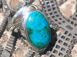 CHRYSOKOLLA  Cabochon Silber Ring !!! Grösse: 55