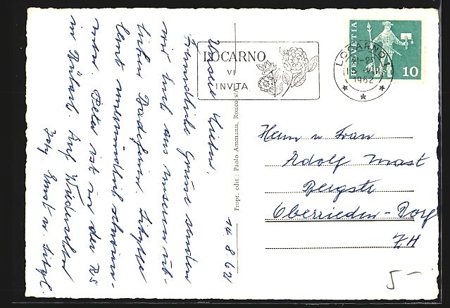 Cartoline postali: AK Ronco, Blick zur Kirche, 1962 – Usato da Berlin venduto da bartko-reher 1