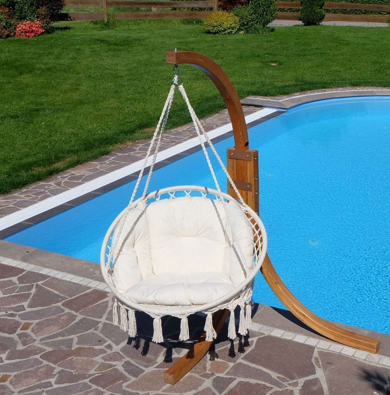 Poltrone pensili da giardino: DESIGN Hängekorb Hängesessel aus Holz – Nuovo e nell'imballaggio originale da Wallenwil venduto da toesstal-vertrieb 7