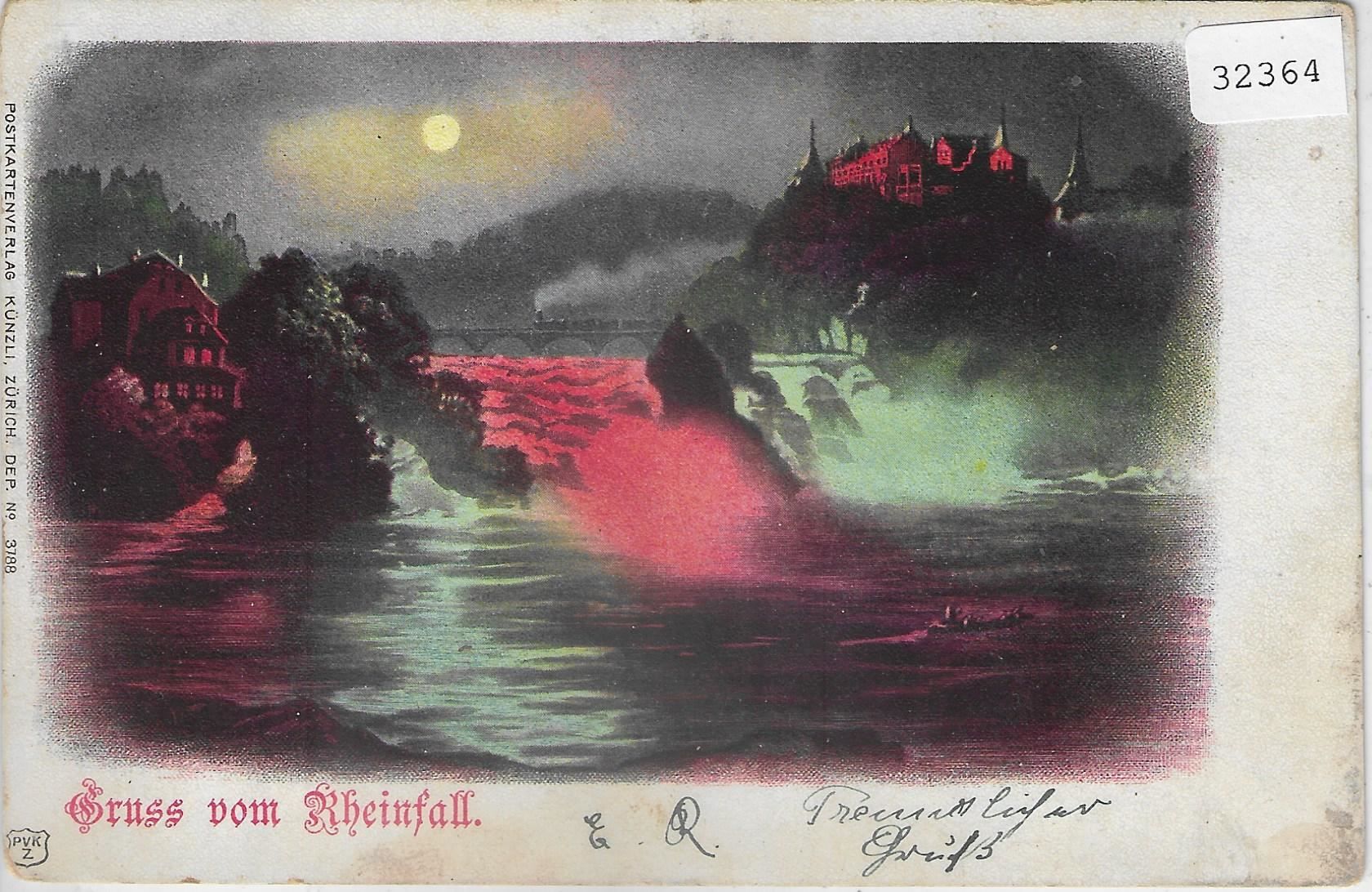 Cartoline postali: Gruss vom Rheinfall - Monschein – Usato da Ettingen venduto da Kartenplanet