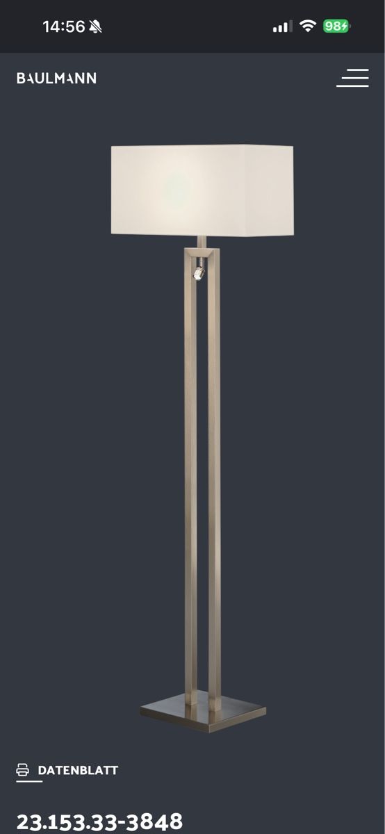 Lampade: Stehlampe LED, Baulmann Nickel matt,  neu – Nuovo (secondo la descrizione) da Muttenz venduto da Ale69 2