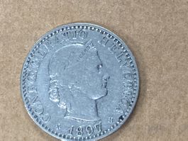 MONETA SVIZZERA 20 centesimi 1897 usata - circolata