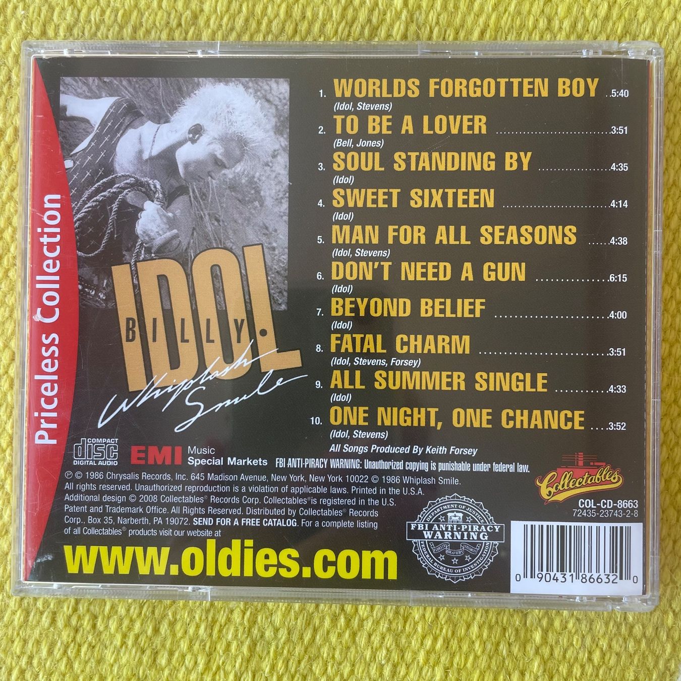 CD: BILLY IDOL-PRICLESS COLLECTION WHIPLASH SMILE – Usato da Rorschacherberg venduto da CD-Roli 1