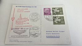 1962 50 Jahre Deutsche Luftpost Karte Stuttgart - Kopenhagen