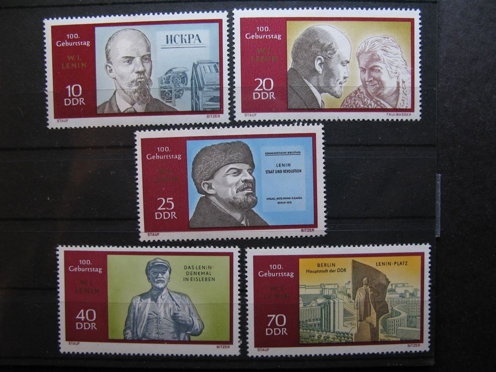 Prophila DDR Briefmarken 1557-1561 Komplett – 1970 Lenin-Ausgabe Postfrisch (MNH)