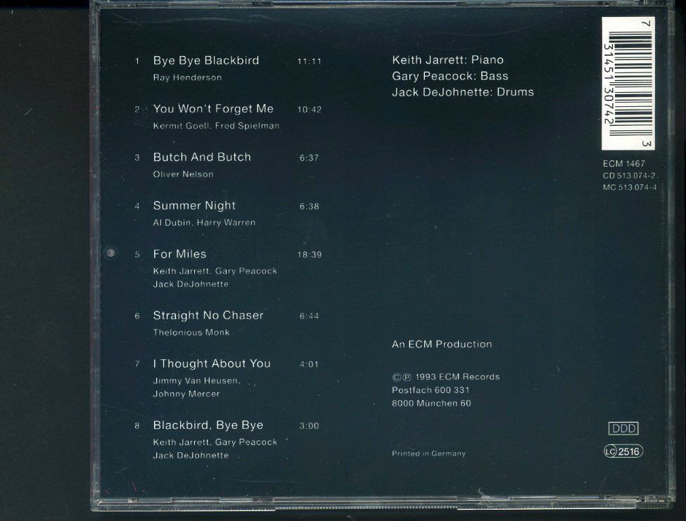 CDs: Bye Bye Blackbird - Keith Jarrett Trio – Gebraucht aus Delémont von MaxPlan 1