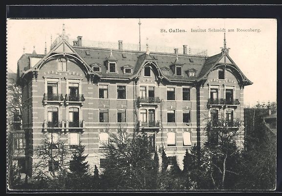 Cartoline postali: St. Gallen, Institut Schmidt am Rosenber – Usato da Berlin venduto da bartko-reher
