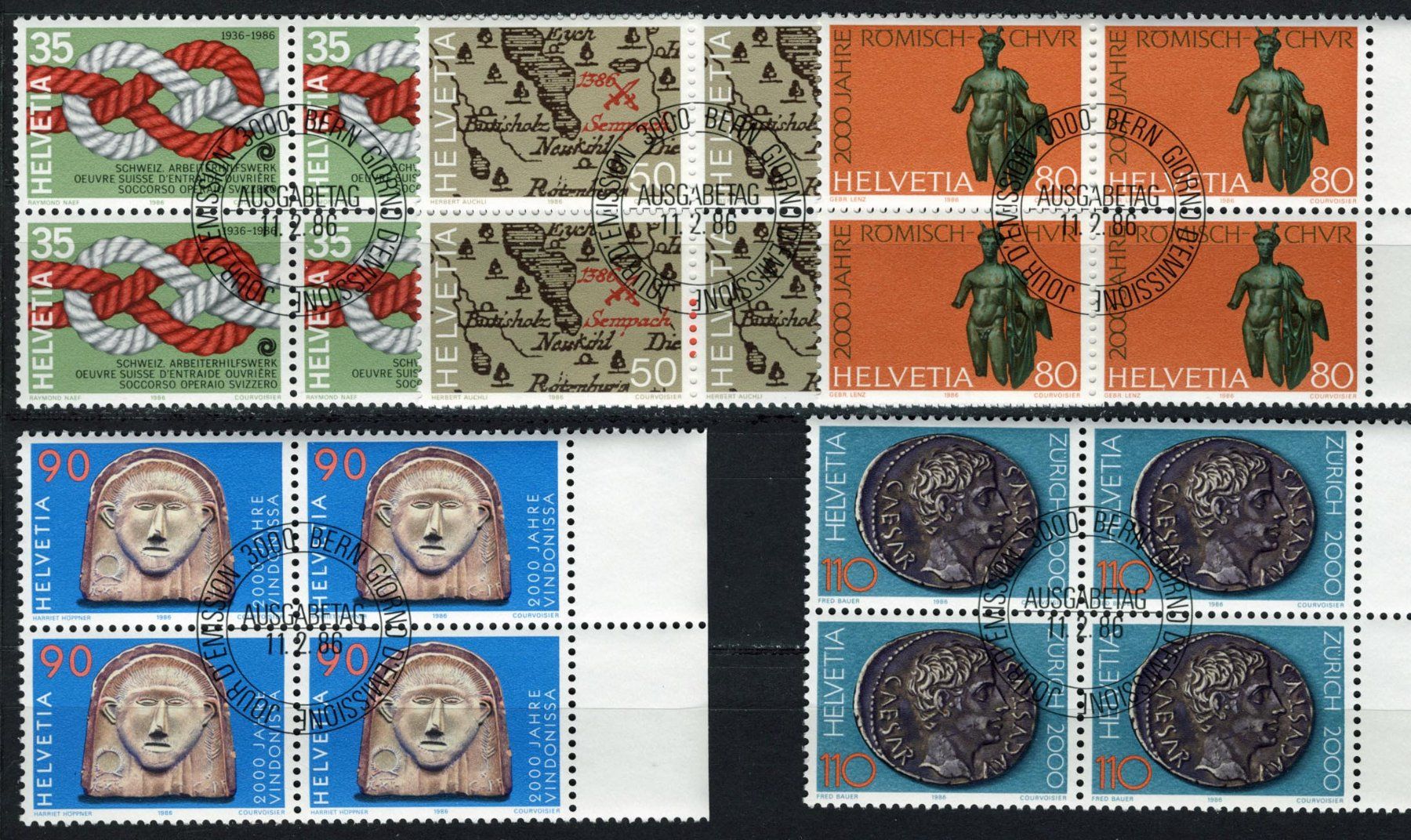 Tutti i francobolli: 1986 4er-Block Serie ETS – Usato da Arlesheim venduto da gaugi43
