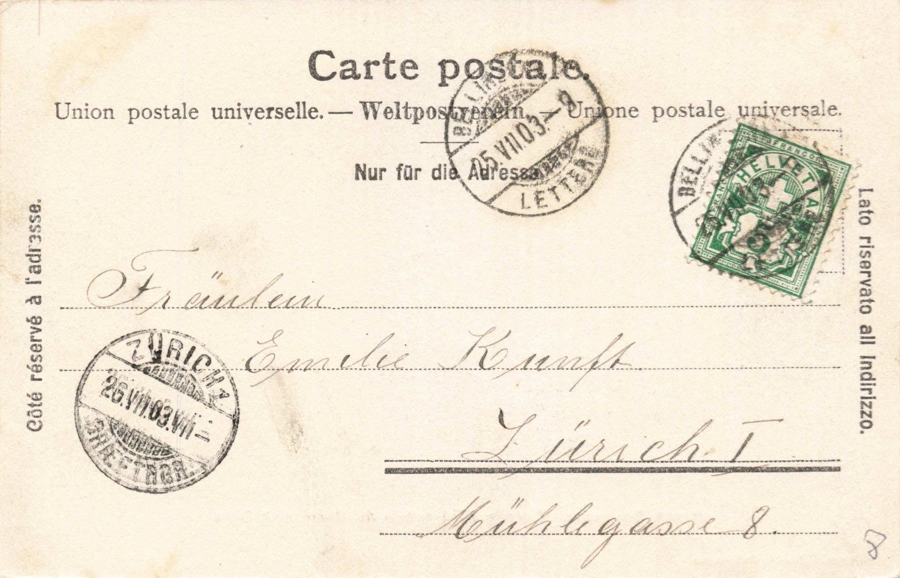 Cartoline postali: Bellinzona – Usato da Biasca venduto da Blenio71 1