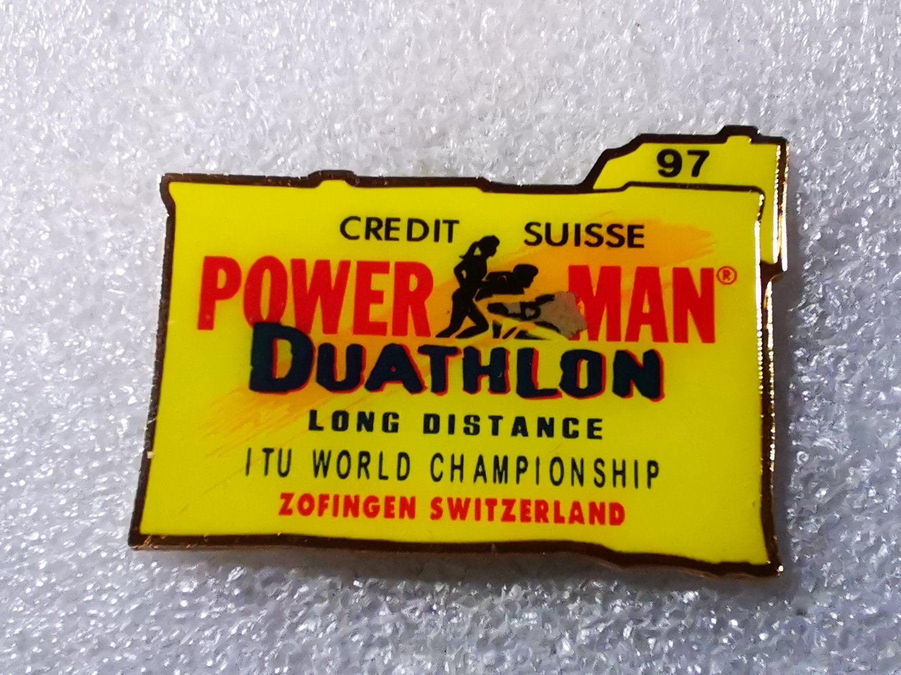 Placchette & Badge: Ansteckpin 102: Power Man 1997 – Usato da Oppligen venduto da Pin-Fall-Shop