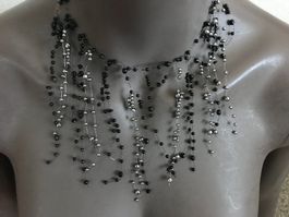 filigraner Hals-Schmuck, schwarz/silber