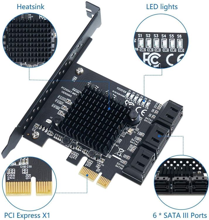 Disques durs: SATA III-6-Port- PCIe-Karte – Neuf avec emballage d'origine à Unterägeri par RmOnline 1