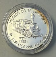 (1099) Kuba, 5 Peso, 1983, Eisenbahn, in Etui, inkl. Zert.