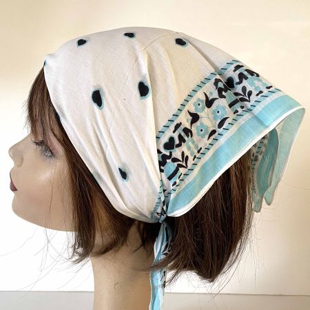 Baumwolltuch Bandana weiss pastell Folklore VINTAGE 1980s