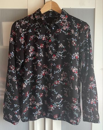 Tom Tailor Bluse, schwarz mit Blumenmuster, Gr. 36, Top
