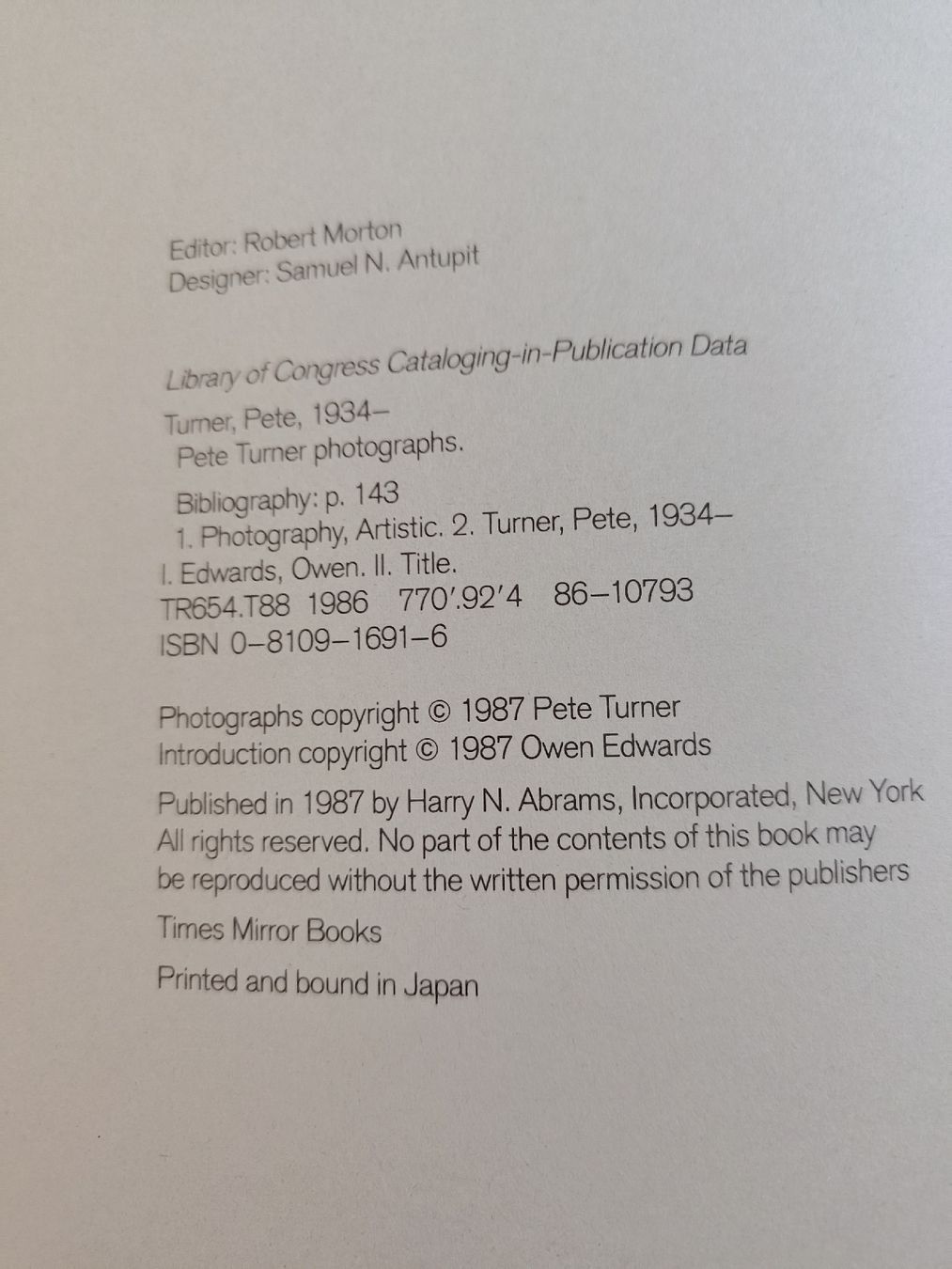 Libri: Pete Turner - Photographs - 1987 – Usato da Zürich venduto da Almohammed 7