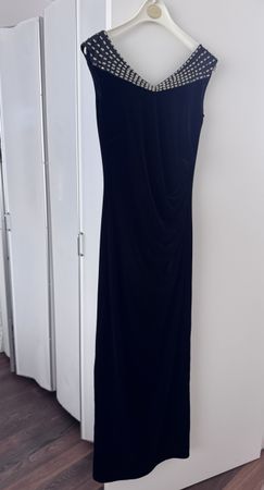 Abendkleid samtartig Gr 38 Vera Mont schwarz mit Strass