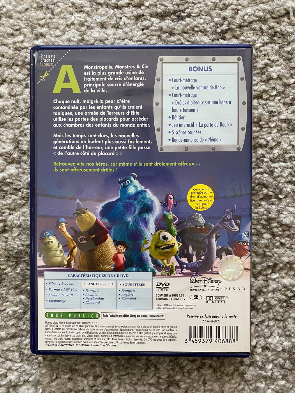 Tutti i DVDs: Monstres & Cie (DVD) – Usato da Orbe venduto da SNAS9 1