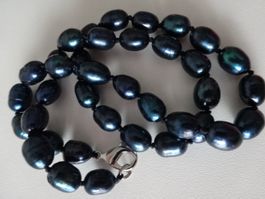 Black Süßwasserperlen Kette - Reis