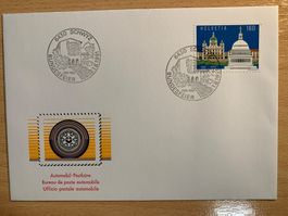 Automobil-Postbüro Ersttagsbrief Schweiz 1991 Briefmarke