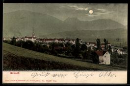AK Uznach, Ortsansicht bei Mondschein