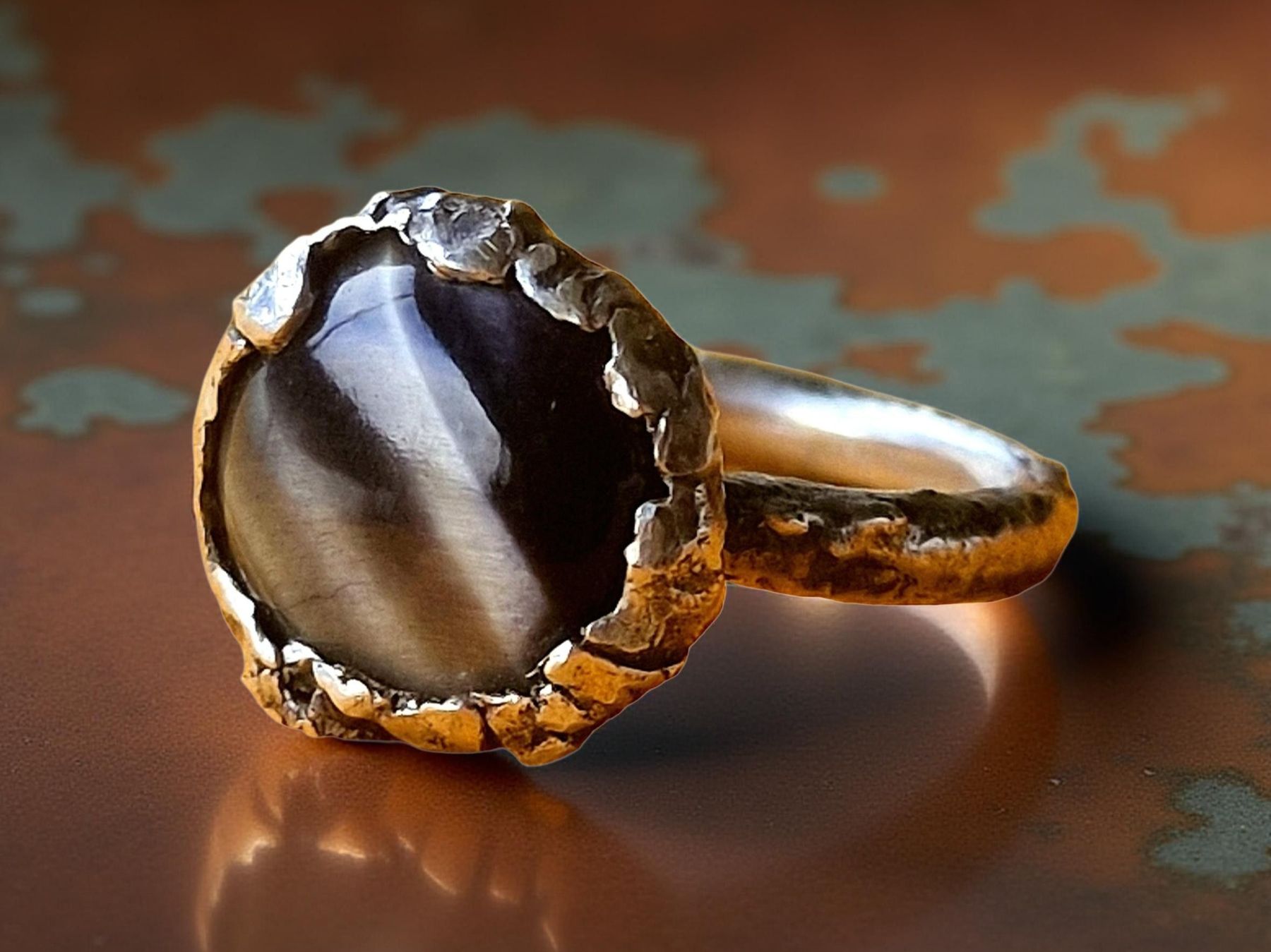 Bagues: Statement-Ring Silber & Katzenauge, Grösse 59, Einzelstück – Neuf avec emballage d'origine à Aarau par Schmuckhoehle_MD