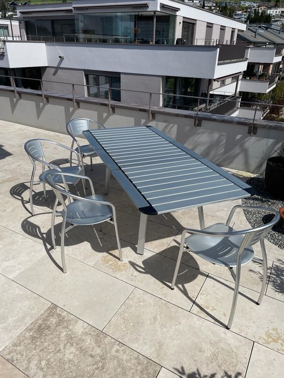 Gartentisch Alu 160(220) x 100 ausziehbar inkl. 6 Stühle Kaufen auf