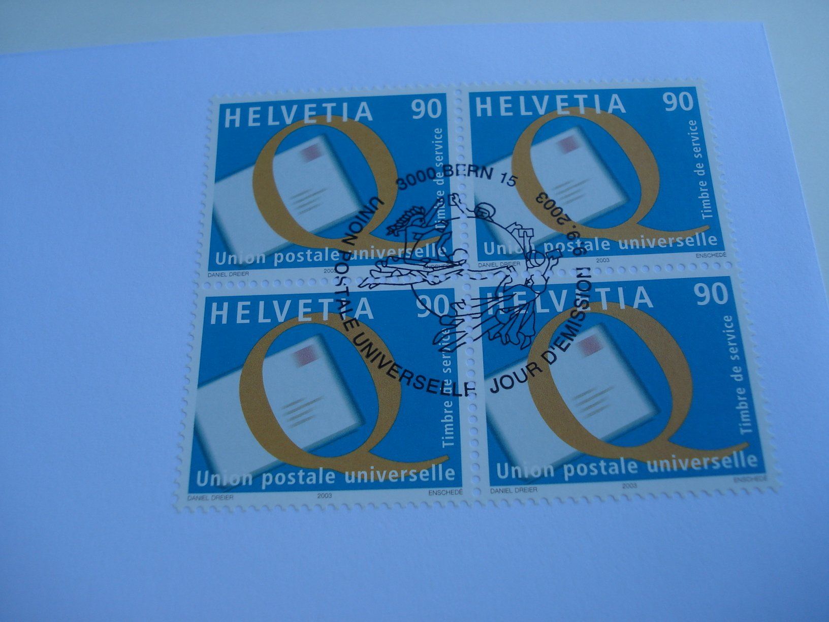 Tutti i francobolli: Sondermarke 2003, UPU, FDC Einzel + 4erblock, 2 Bel – Usato da Niederwil AG venduto da morostahu