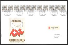 Gross-FDC 737R Rollermarke Elferstreifen ET 11.6.1991