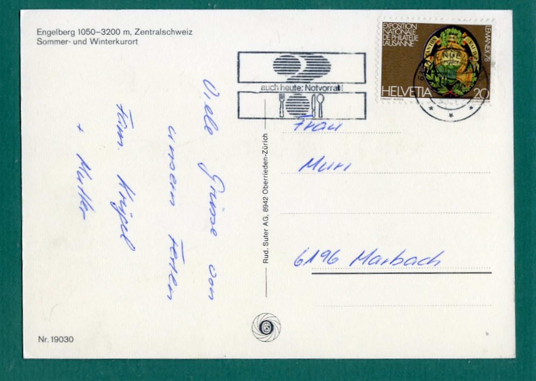 Cartoline postali: Engelberg, 5 Ansichten, 1978, gelaufen, Grossformat – Usato da Sargans venduto da Hausi1951 1