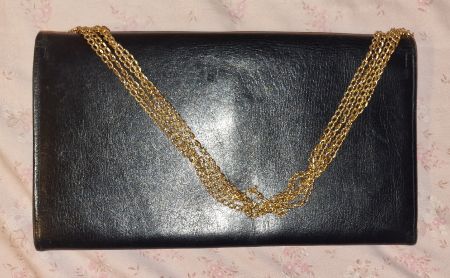 Sac à main vintage bleu foncé 28x16cm