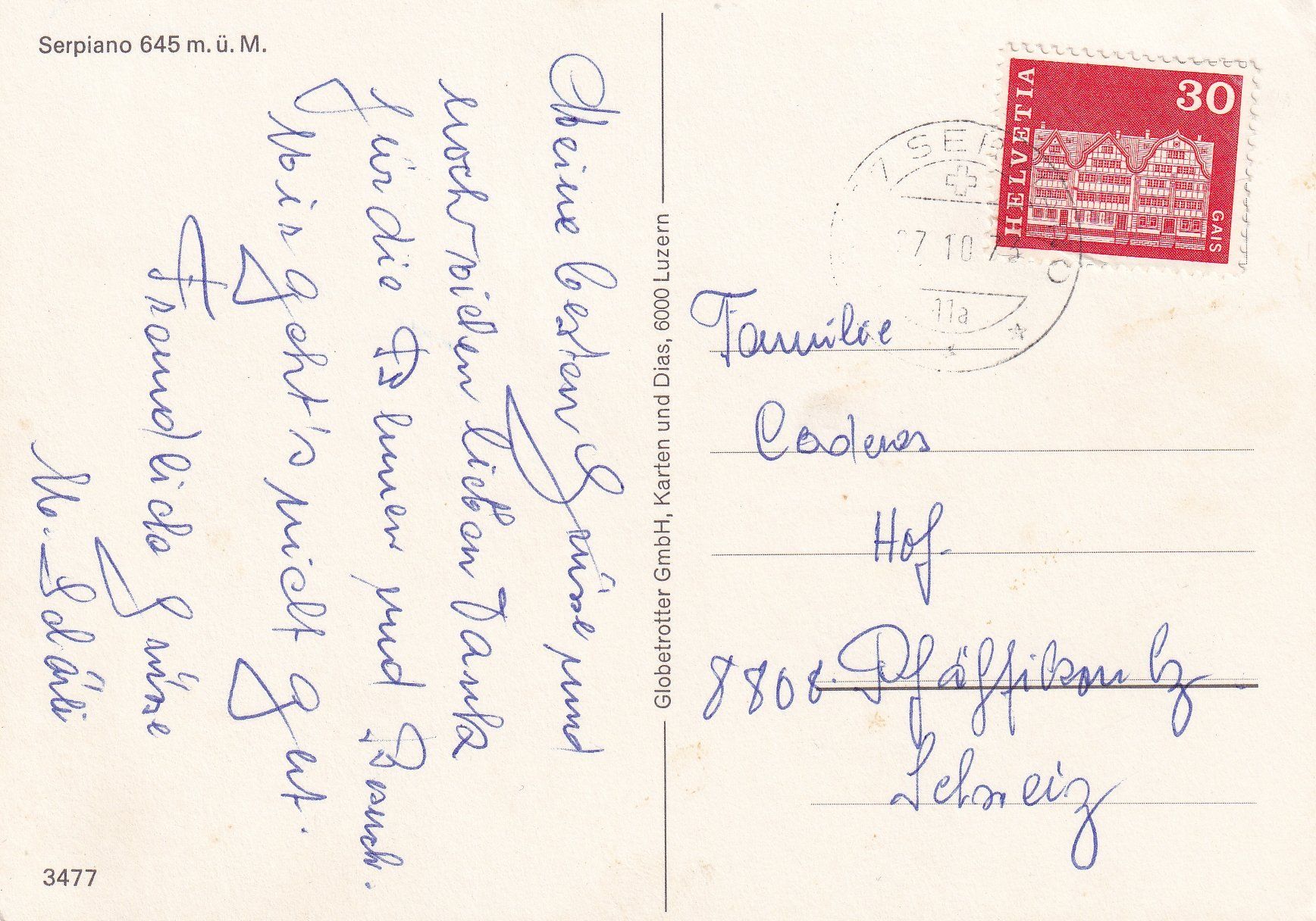 Cartoline postali: Serpiano /ay – Usato da Hombrechtikon venduto da Rudolf07 1