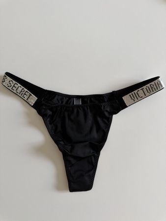 Victoria's Secret Thong Black Size M/M with rhinestones