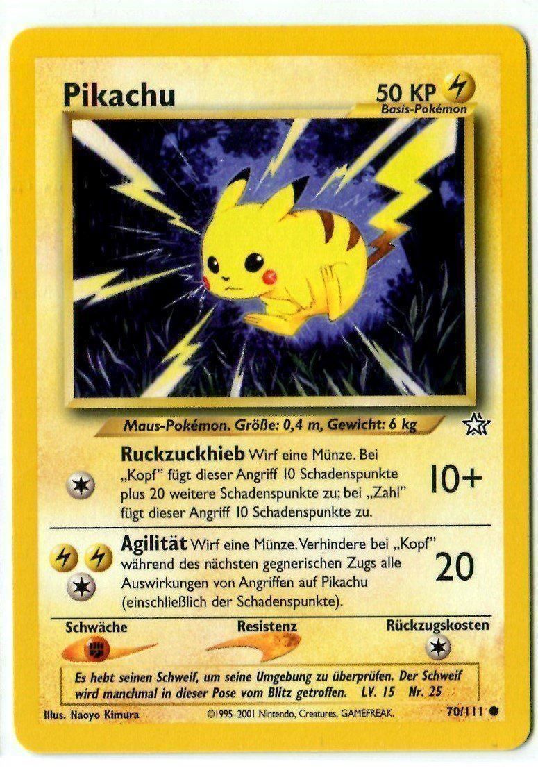 Pokémon Sammelbilder & Trading cards: Pikachu Pokémon Neo Genesis 70/111 Deutsch Mint – Neu (gemäss Beschreibung) aus Dornach von Deco89