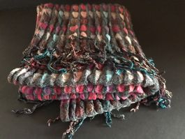 Halstuch Winterschal Schal grau/bunt 170 x 35 cm Geschenk