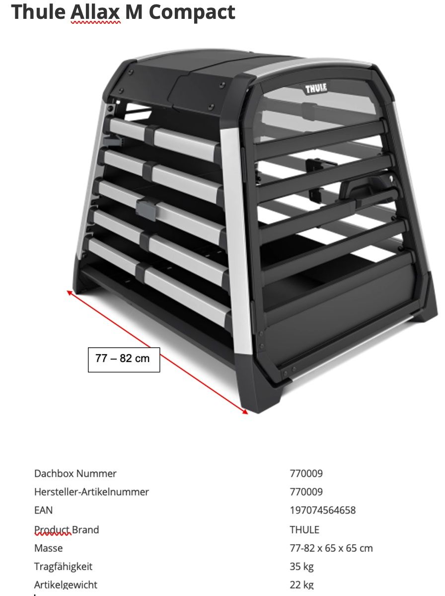 Gabbie, trasporto & Sicurezza: Hundebox Thule – Usato da Fahrni b. Thun venduto da achilleus-wwf