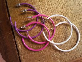 Kreolen 3 Paar pink violett weiss 4cm