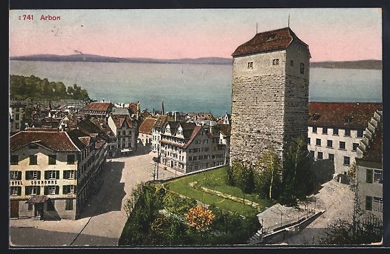 Cartoline postali: Arbon, Teilansicht mit Hotel Couronne, T – Usato da Berlin venduto da bartko-reher