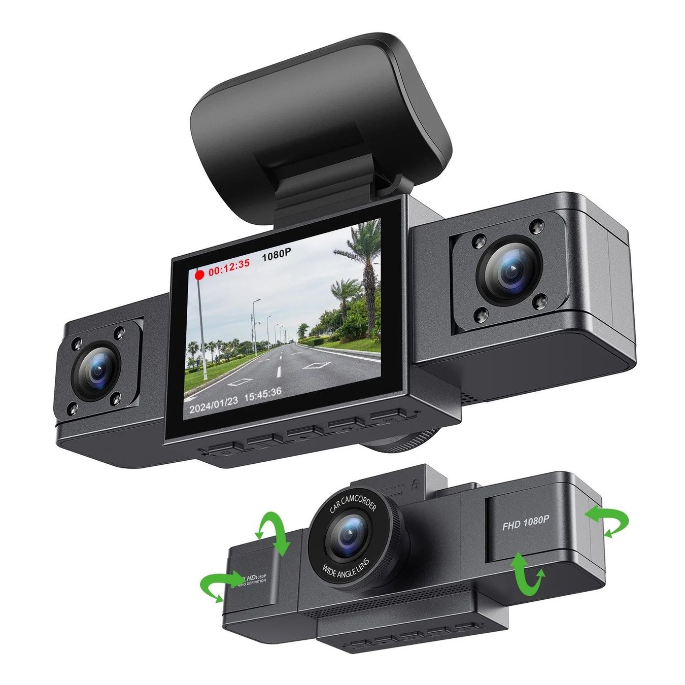 Action Cam: Dashcam-Videorecorder, Dreiobjektiv-Autokamera Parkmonitor – Neu und originalverpackt aus Genève von Top-Trend