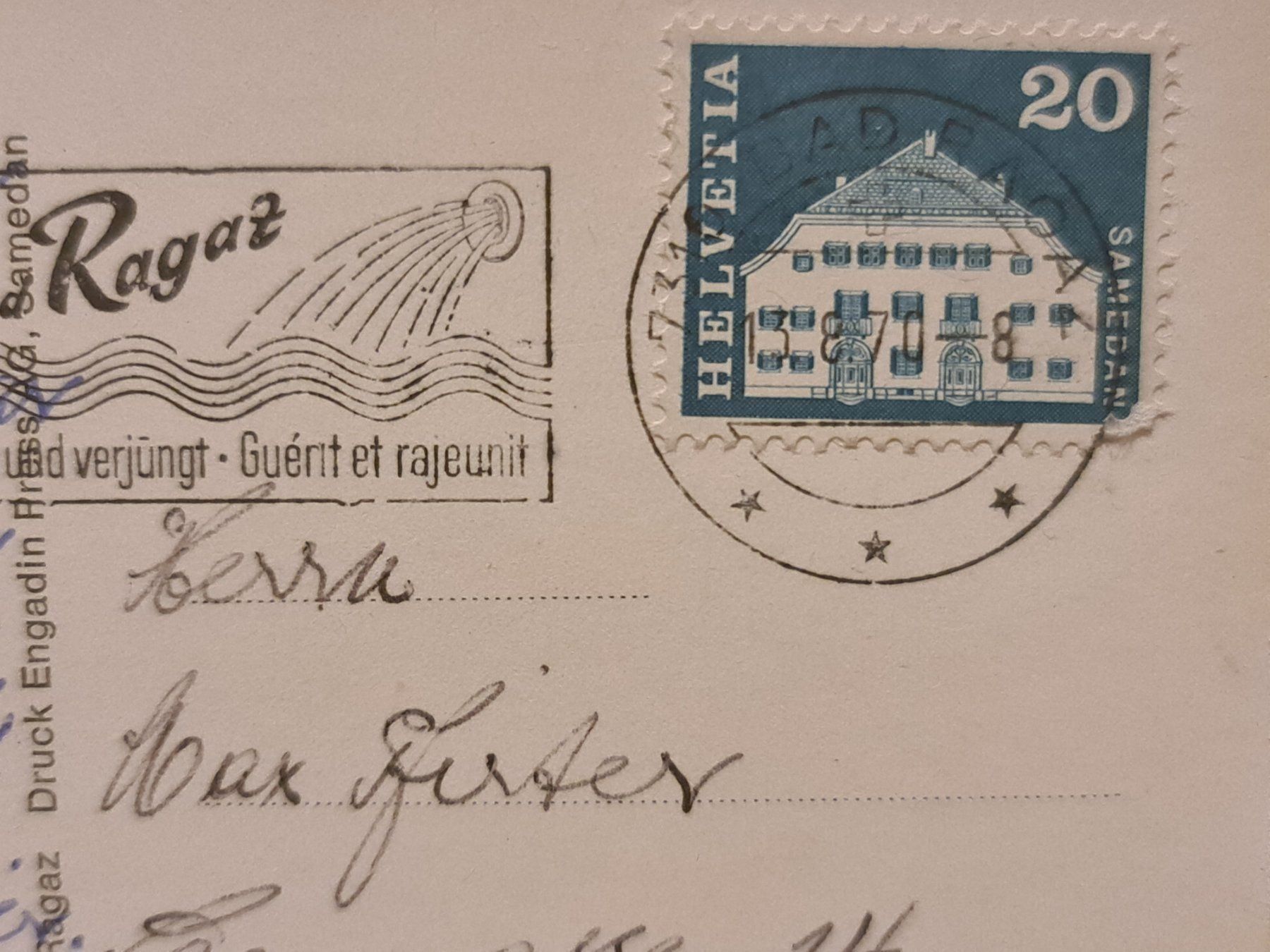 Cartoline postali: Ansichtskarte Bad Ragaz 1970 – Usato da Dintikon venduto da Vexi 1