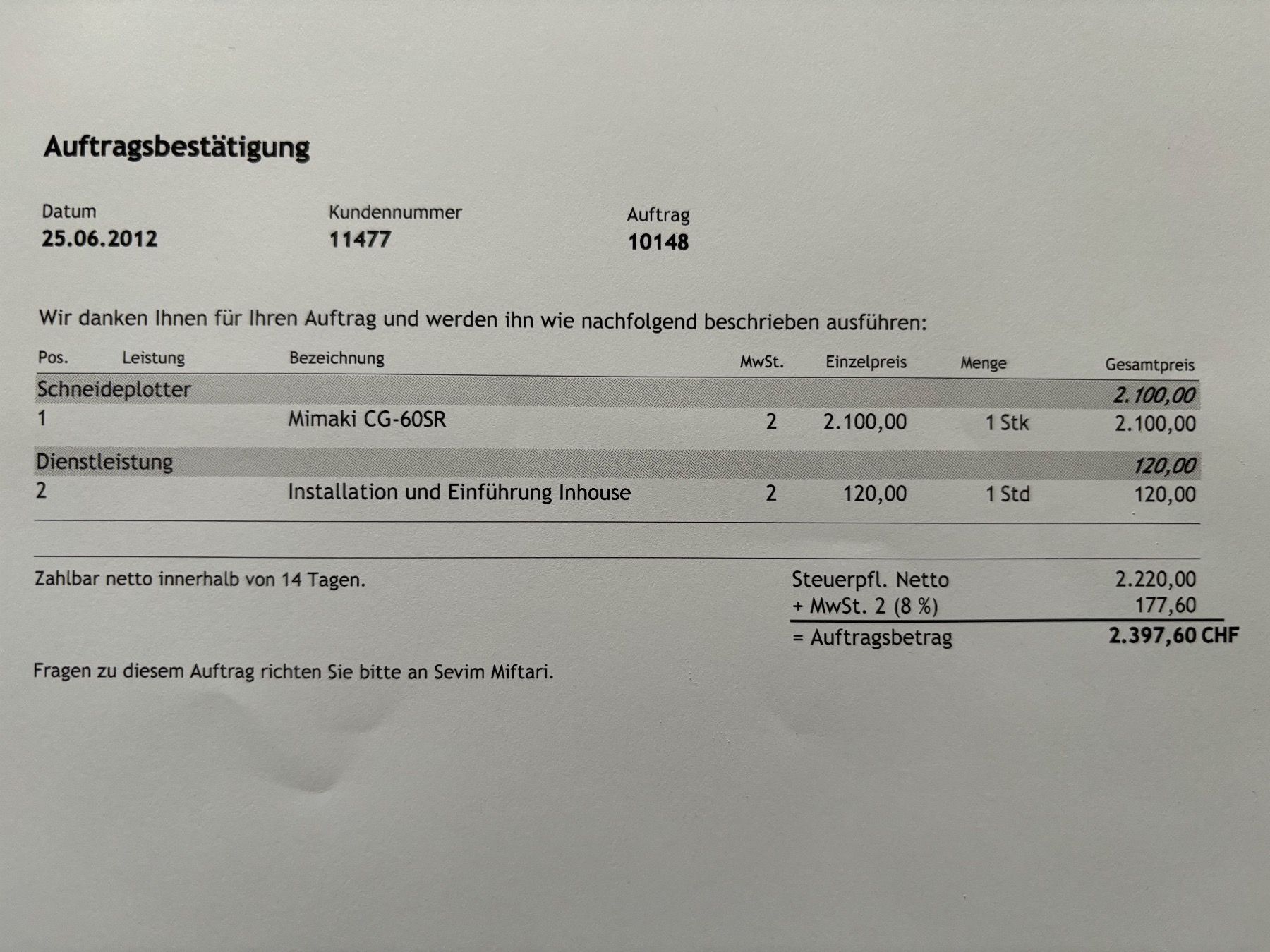 Mimaki Drucker: Schneideplotter Mimaki, CG-60SR, Jrg. 2012 – Gebraucht aus Wiedlisbach von  4