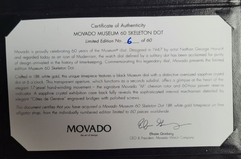 Movado Montres: Movado 60 th – Neuf avec emballage d'origine à Lufingen par parabolica 7