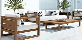 Sofa Lounge Couch Teakholz Loungesofa Terrasse Gartensofa