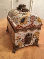 Deckeldose handbemalt - Keramik Bronze - Jugendstil Repro