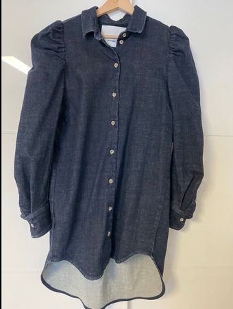 Won Hundred Denim Dress, Size 36, Puff Sleeves