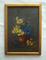 antikes Ölgemälde Blumen Strauss in Vase , signiert