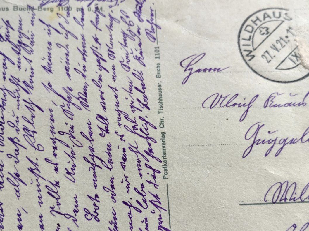 Cartoline postali: Ansichtskarte Buchs, Kurhaus 1921 – Usato da Wildhaus venduto da Hukwildhaus 2