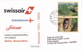 Letztflug Swissair Zürich - Buenos Aires 2002, ab UNO