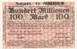 Zittau 100 Mil.Mark Ausgabe IID 28.09.1923 VZ++-UNZ