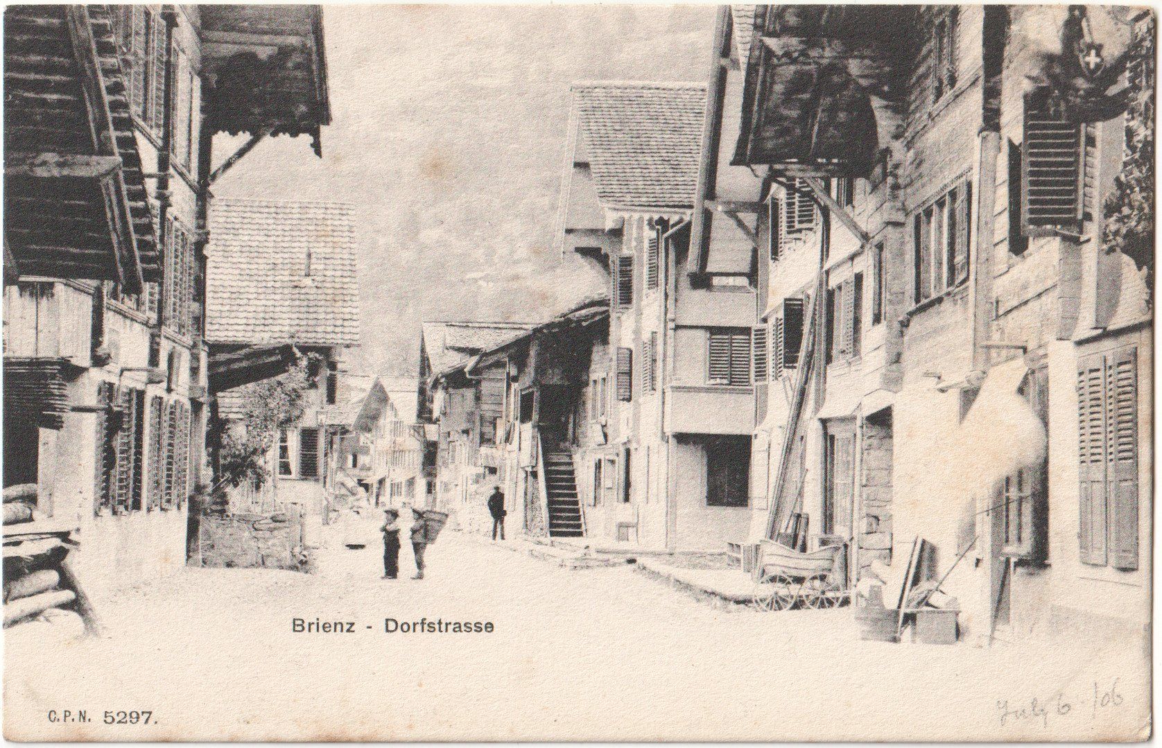 Cartoline postali: BRIENZ: animierte Dorfstrasse 1906 – Usato da Engelburg venduto da Swisscards 1